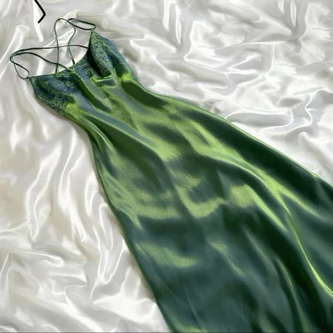 Hermoso vestido de fiesta largo de satén verde en forma de A, vestido formal de noche Y7511
