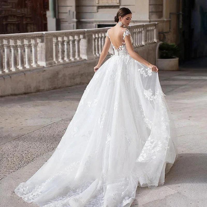 Luxury Wedding Dress 2023 Short Sleeve Applique Sleeveless Mermaid Bridal Gownes Removable Women's Elegant Lace Wedding Dress De by payinti