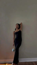 Black Mermaid Spaghetti Straps Long Prom Dress Elegant Black Evening Dress Y444 by simplepromdress