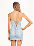 Blue Tight Lace Short Homecoming Dress with Appliques