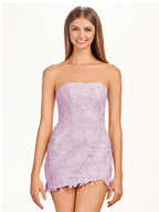 Blue Tight Lace Short Homecoming Dress with Appliques