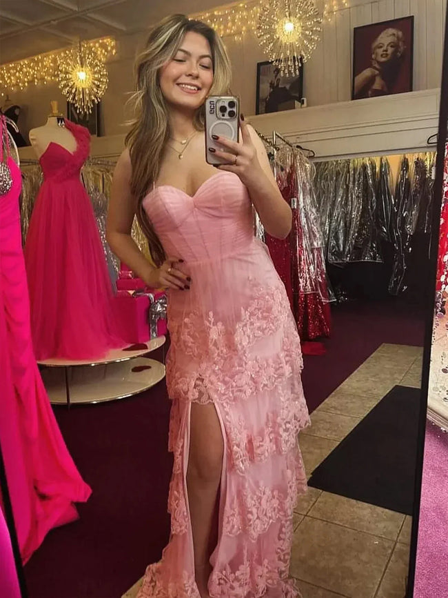 Dante |  A Line Sweetheart Empire Lace Appliques Long Party Dress Main Image