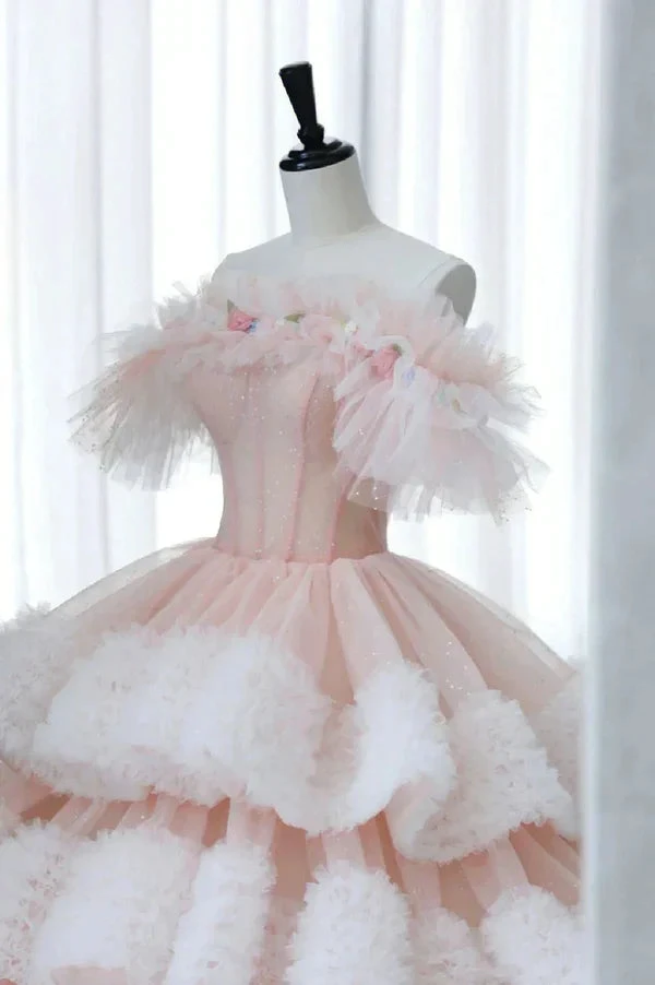 Fairy Tulle Pleated Layered Ball Gown Sweet Quinceanera Dress Y7702 by simplepromdress