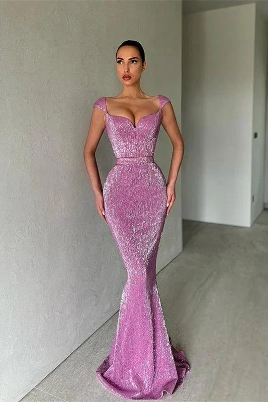 Mermaid Off The Shoulder Sweetheart Long Prom Dress with Sequins by BIZTUNNEL