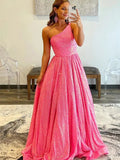 Charlee |A-Line One Shoulder Sequins Prom Dress with Pockets by KissProm