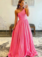 Charlee |A-Line One Shoulder Sequins Prom Dress with Pockets by KissProm