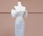 Luxury Silver Mermaid Sequins Beading Prom Dress Formal Evening Dress Y7614 by simplepromdress