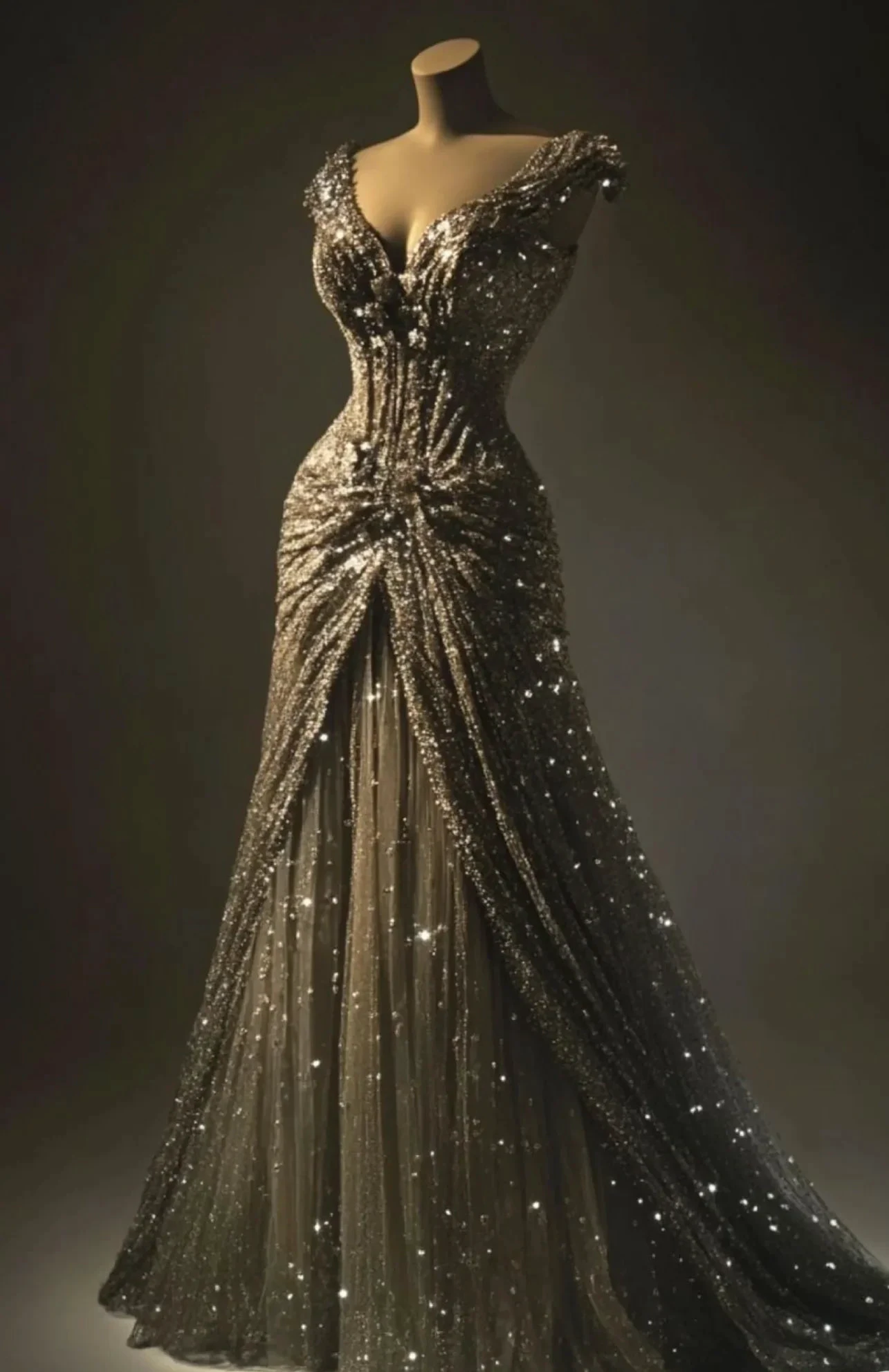 Gilded pleated fishtail skirt: Starry brocade woven in the dark night by ZAPDRESS