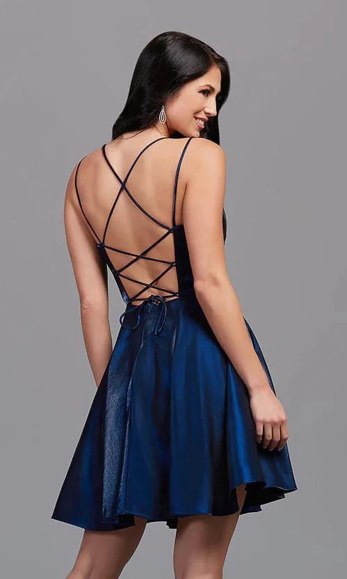 Short Shimmer Homecoming Dress with Pockets SYH15 by vivymakudress