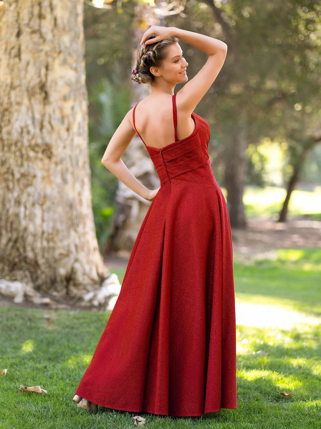 Deep V-neck A-line Floor Length Dress by Anne of Brittany