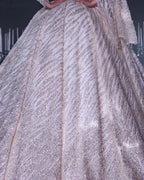 Deluxe Floor Length One-Shoulder A-Line Sequined Wedding Dress with Ruffles by misshow.com