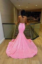 Deluxe Floor Length Sleeveless Mermaid Sequined Prom Dress with Ruffles by misshow.com