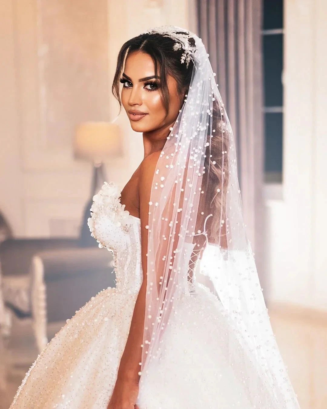 Deluxe Floor Length Sweetheart Sleeveless A-Line Sequined Wedding Dress with Beads by misshow.com
