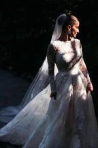 Designer A-line Long Sleeves Backless Wedding dresses with Lace by misshow.com