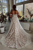 Designer A-line Off-the-shoulder Sleeveless Wedding Dresses With Lace by misshow.com