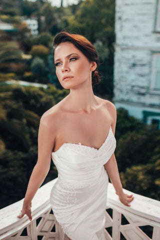 Designer A-line Satin Sleeveless Wedding Dresses With Lace
