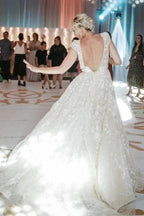 Designer A-Line V-neck Sleeveless Wedding Dresses With Lace by misshow.com