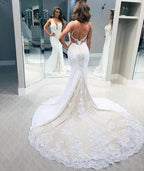 Designer Backless Spaghetti-Straps Column Wedding Dress by misshow.com