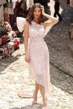Designer Column Lace Sleeveless Prom Dresses With Bow-Knot by misshow.com