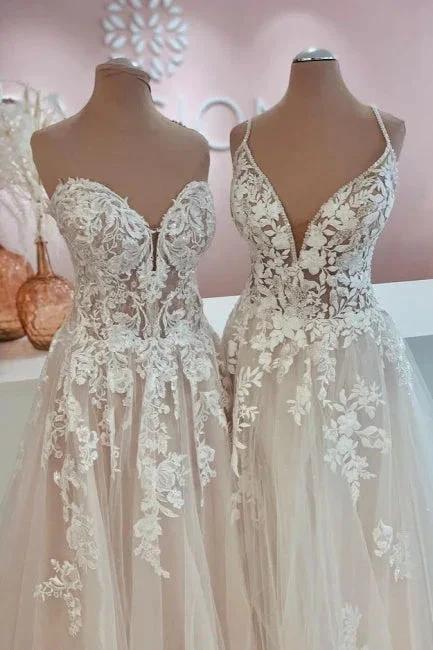 Designer Elegant A-Line Sweetheart Wedding Dresses With Lace by misshow.com