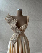 Designer Elegant Sleeveless A-line Long Glitter Silt Prom Dresses by misshow.com