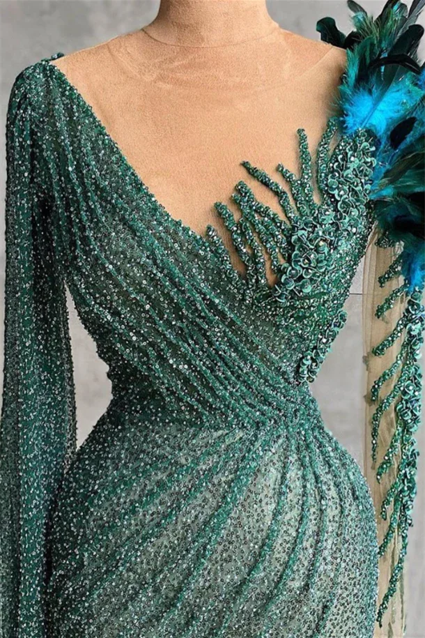 Designer evening dresses long with sleeves by misshow.com