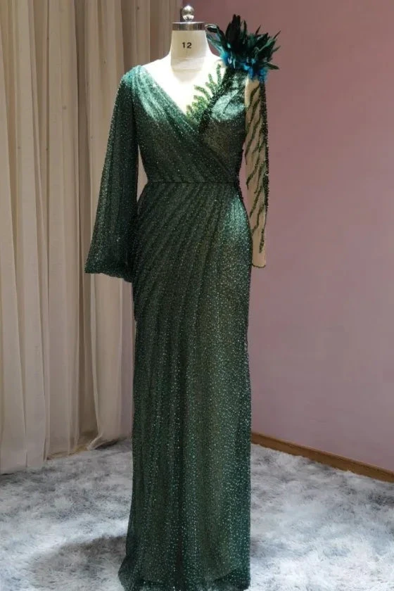 Designer evening dresses long with sleeves by misshow.com