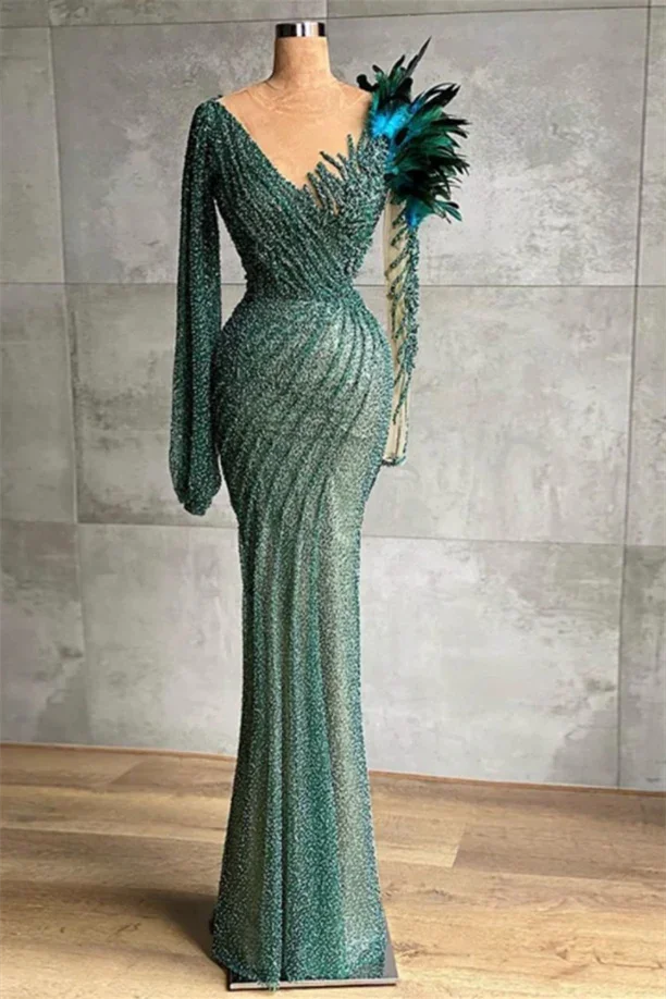 Designer evening dresses long with sleeves by misshow.com