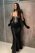Designer Long Black Spaghetti Straps Beading Sleeveless Mermaid Prom Dress by misshow.com