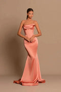 Designer Long Coral Spaghetti Straps Mermaid Sleeveless Prom Dress by misshow.com