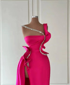 Designer Long Glitter Sleeveless Split Front Prom Dress With Ruffles by misshow.com