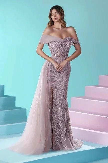 Designer Long Mermaid Off-the-shoulder Lace Beading Tulle Prom Dress by misshow.com