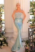 Designer Long Mermaid Spaghetti Straps Lace Prom Dress with Glitter by misshow.com