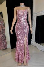 Designer Long Mermaid Spaghetti Straps Split Front Prom Dress by misshow.com