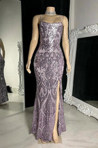 Designer Long Mermaid Spaghetti Straps Split Front Prom Dress by misshow.com