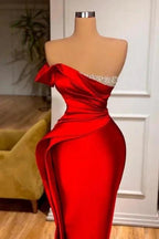 Designer Long Red Glitter Sleeveless Mermaid Evening Dresses by misshow.com