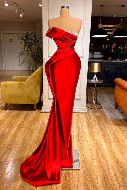 Designer Long Red Glitter Sleeveless Mermaid Evening Dresses by misshow.com