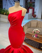 Designer Long Red Sleeveless Mermaid Prom dresses by misshow.com