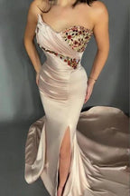 Designer Long Sweetheart Sleeveless Split Mermaid Evening Dresses With Glitter by misshow.com