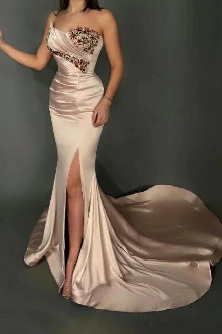 Designer Long Sweetheart Sleeveless Split Mermaid Evening Dresses With Glitter by misshow.com