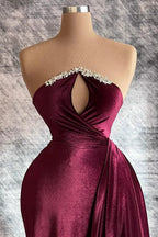 Designer Long Velvet Sequined Long Sleeves Prom Dress With Train by misshow.com