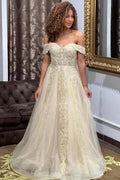 Designer Off-the-shoulder A-line Long Evening Dresses With Lace by misshow.com