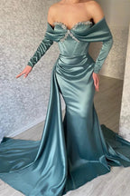 Designer Off-the-shoulder Long Sleeves Glitter Mermaid Prom Dress With Glitter by misshow.com