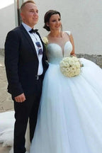 Designer Princess Long A-line Sequined Sleeveless Wedding Dresses by misshow.com