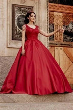 Designer Red A-Line Sleeveless Wedding Dresses With Lace by misshow.com
