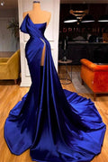 Designer Royal Blue Long Mermaid Prom Dress With Split by misshow.com