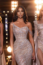 Designer Sequined Sleeveless Mermaid Prom Dress With Beads by misshow.com