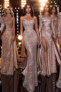 Designer Sequined Sleeveless Mermaid Prom Dress With Beads by misshow.com