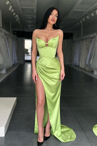 Designer Sexy Stretch Satin Mermaid Prom Dress With Side Slit