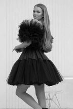 Designer Short Black Off-the-shoulder Tulle Glitter Homecoming Dresses by misshow.com